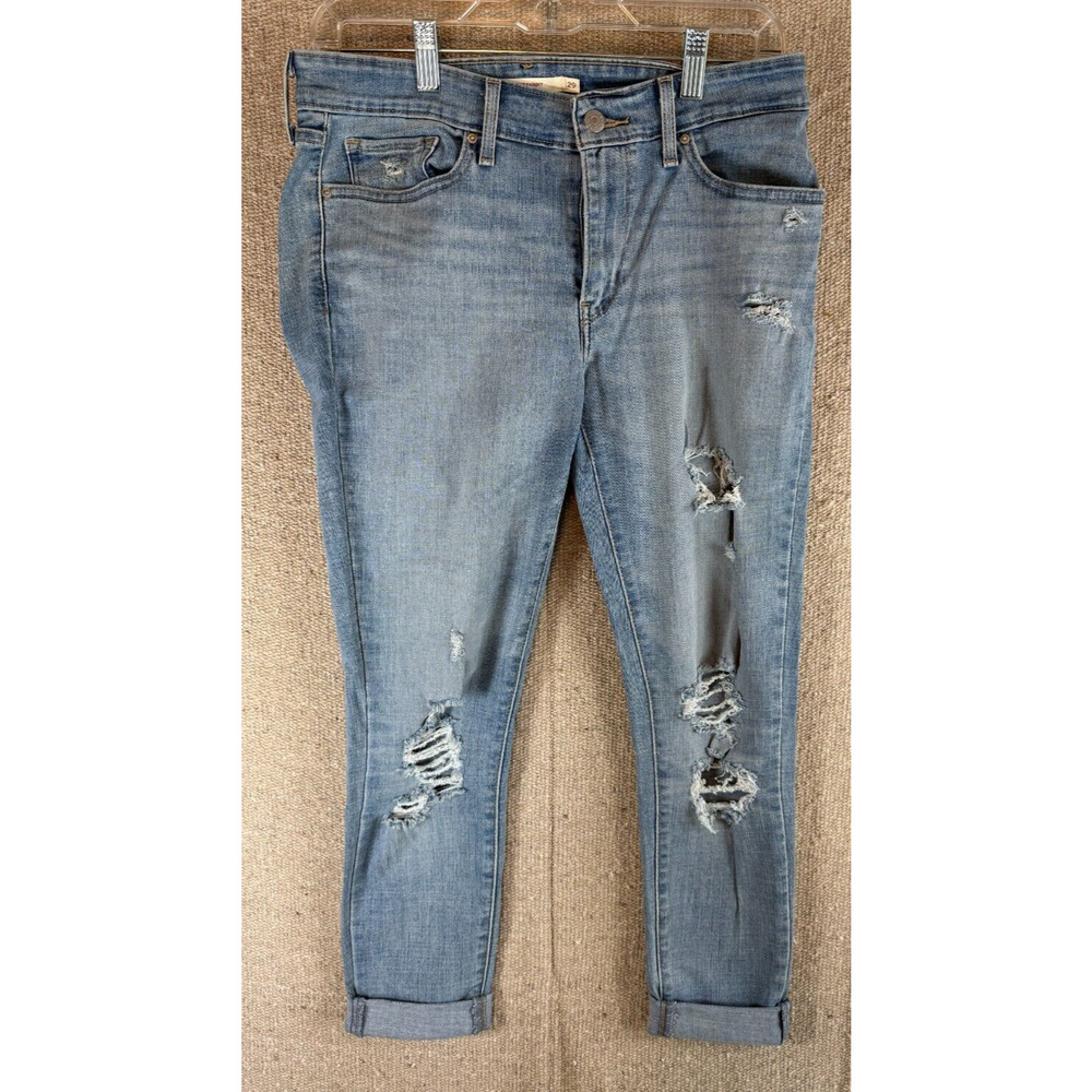 Womens‎ Sz 29 Levi's 711 Skinny Light Wash Distressed Denim Jeans